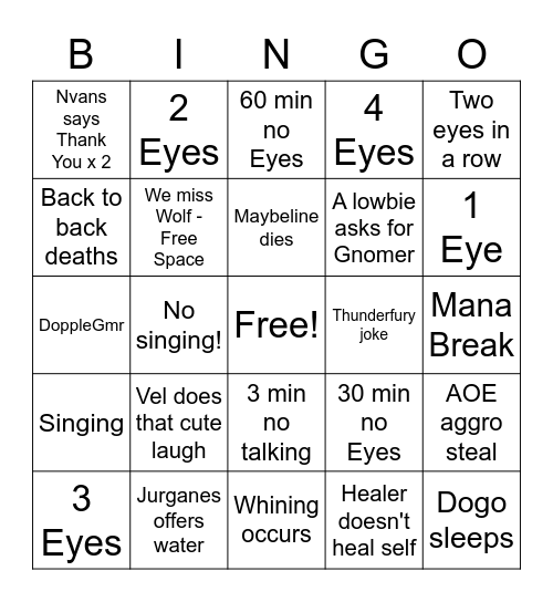 Eye Bingo Card