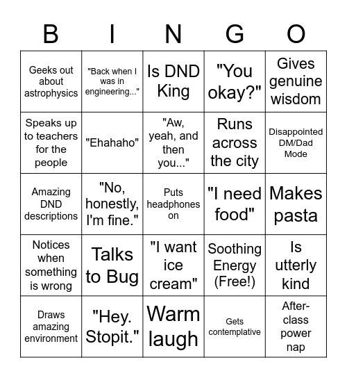 Phil Bingo Card