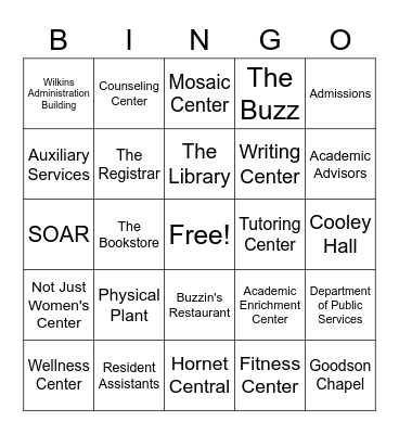 SU Resources Bingo Card