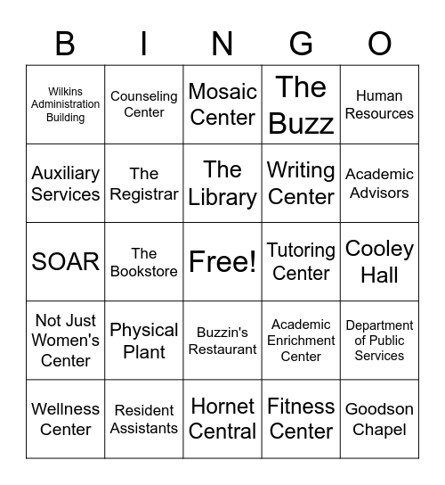 SU Resources Bingo Card