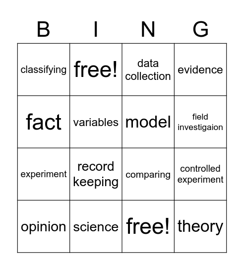 Science Vocab Bingo Card
