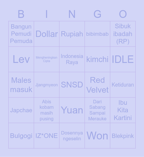 Bingo Lucu Bingo Card