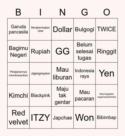 Haeun Bingo Card