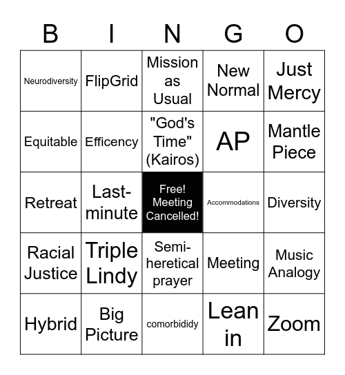 Meetings Bingo Card