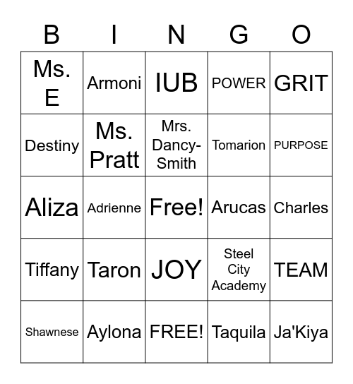 IUB Bingo Card