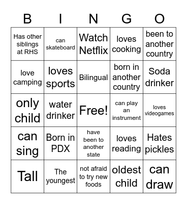 Roosevelt Bingo Card