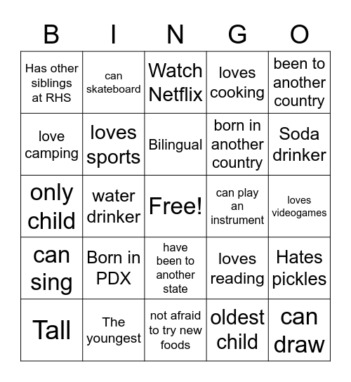 Roosevelt Bingo Card