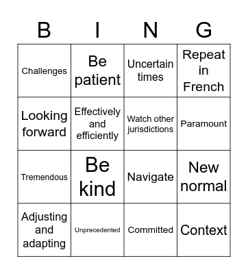 Dr. Hanley Covid Bingo Card