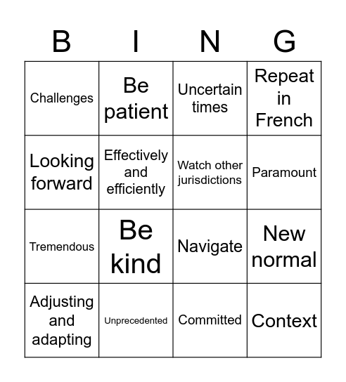 Dr. Hanley Covid Bingo Card