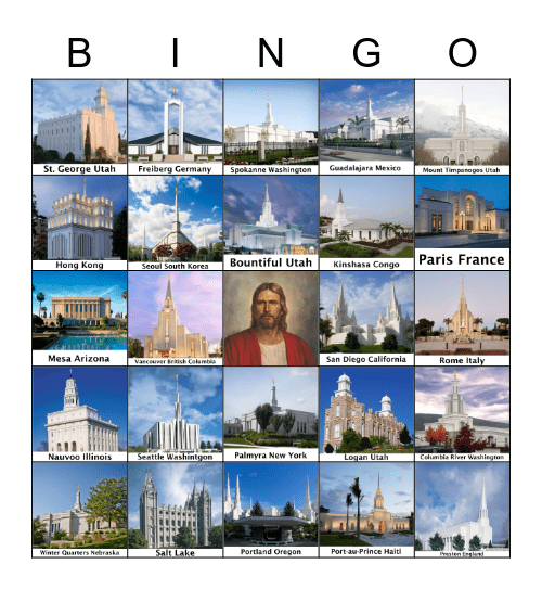 Temple Bingo Card