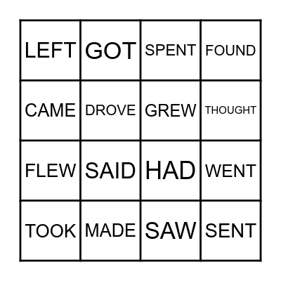 PAST SIMPLE - IRREGULAR VERBS Bingo Card