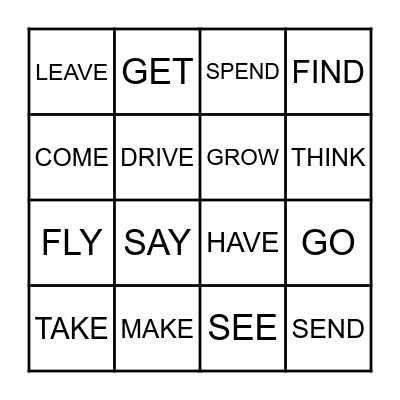 PAST SIMPLE - IRREGULAR VERBS Bingo Card