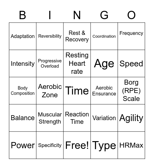 Training and Exercise Bingo Card