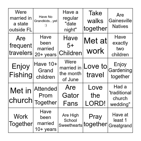 Find A Couple Who... Bingo Card