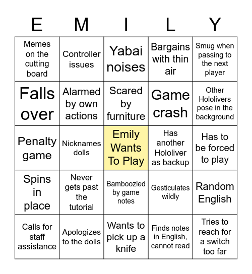 3D VR Horror Bingo Card