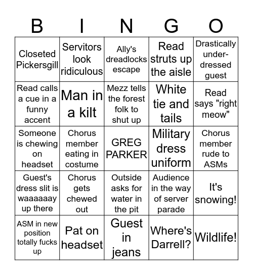 Bracebridge Dinner Fail Bingo--ASMs Bingo Card