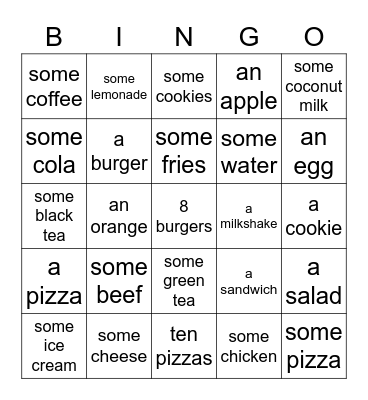 At the Diner! Bingo Card