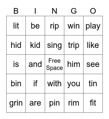 spelling list 2 bingo Card