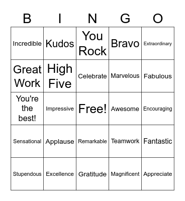 Customer Service Appreciation Bingo Card