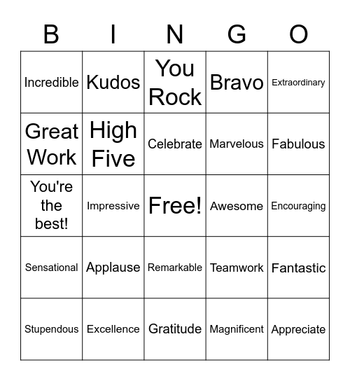 Customer Service Appreciation Bingo Card