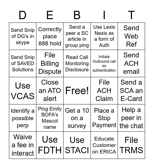 PSB ATM Fraud Bingo Card