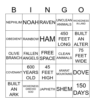 NOAH'S ARK Bingo Card