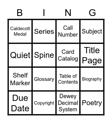 Library Lingo Bingo Card