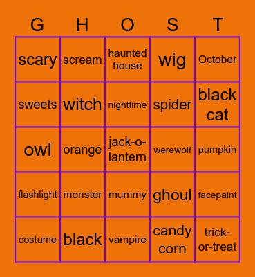 Halloween Bingo Card