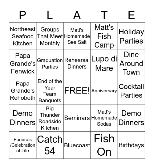 BNI Bingo Card