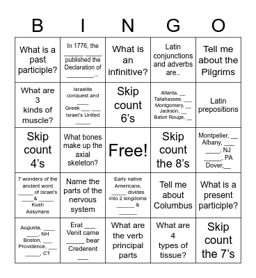 Cycle 3, week 4 Bingo Card