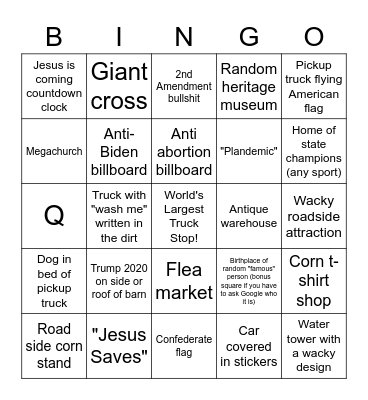 ROAD TRIP BINGO! Bingo Card