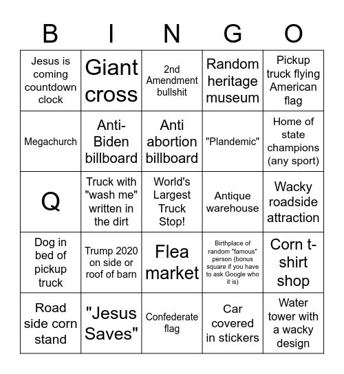 ROAD TRIP BINGO! Bingo Card