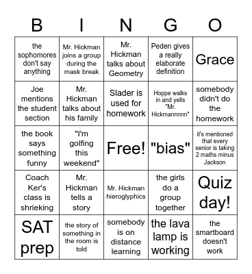 AP Stat Bingo Card