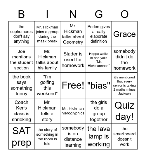 AP Stat Bingo Card