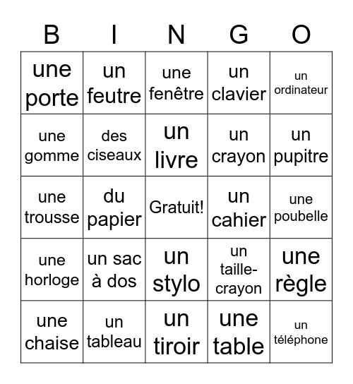 Les objets de la classe Bingo Card