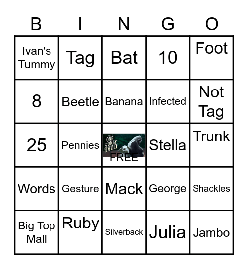 The One an Only Ivan Bingo Card
