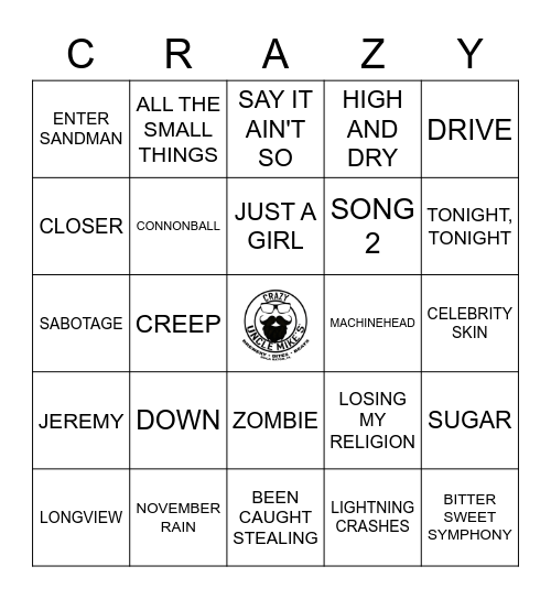 ROCK Bingo Card