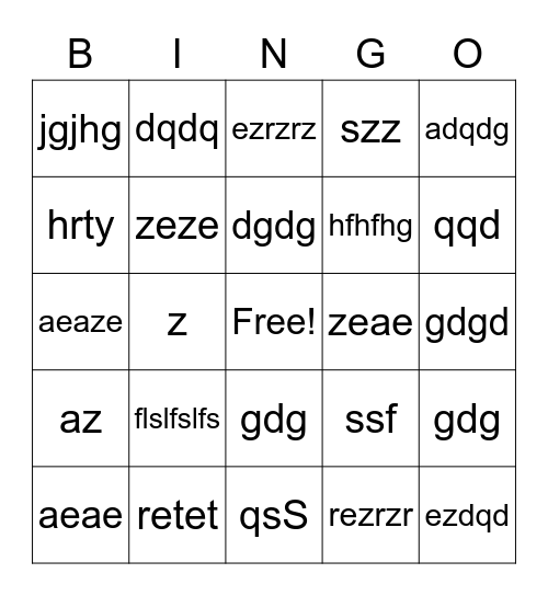 Test zozo Bingo Card