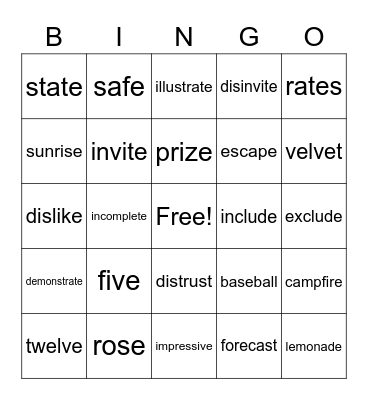 Step 4 Bingo Card