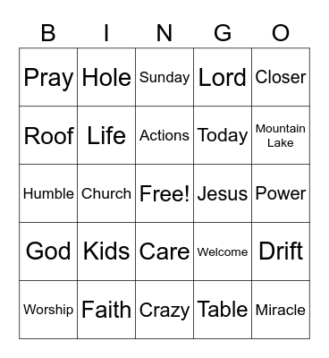 MLC Kids Bingo Card