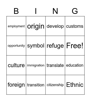Unit 1 Grade 5 RFR Bingo Card