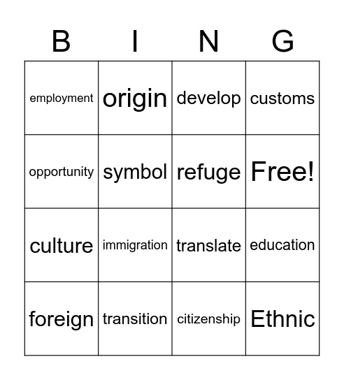 Unit 1 Grade 5 RFR Bingo Card