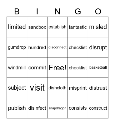 Step 3 Bingo Card