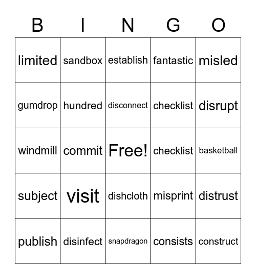 Step 3 Bingo Card