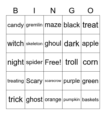 Halloween Bingo Card