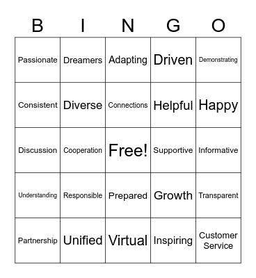 Dream Team Bingo Card