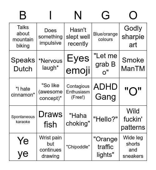 Izzy Bingo Card
