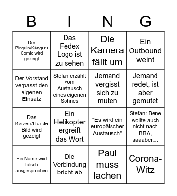 Outbound Info Bingo Card