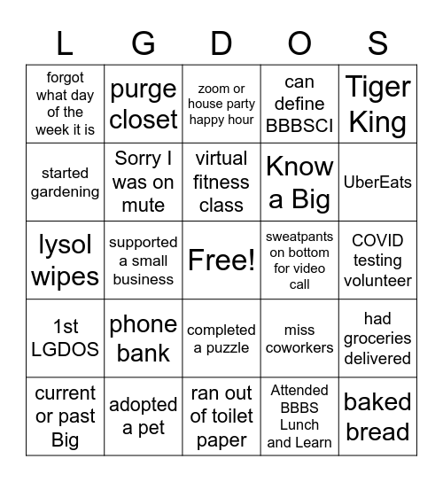 LGDOS Bingo Card
