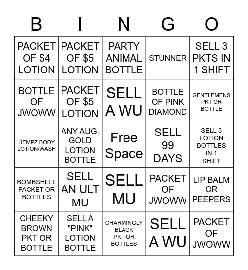 total tan Bingo Card